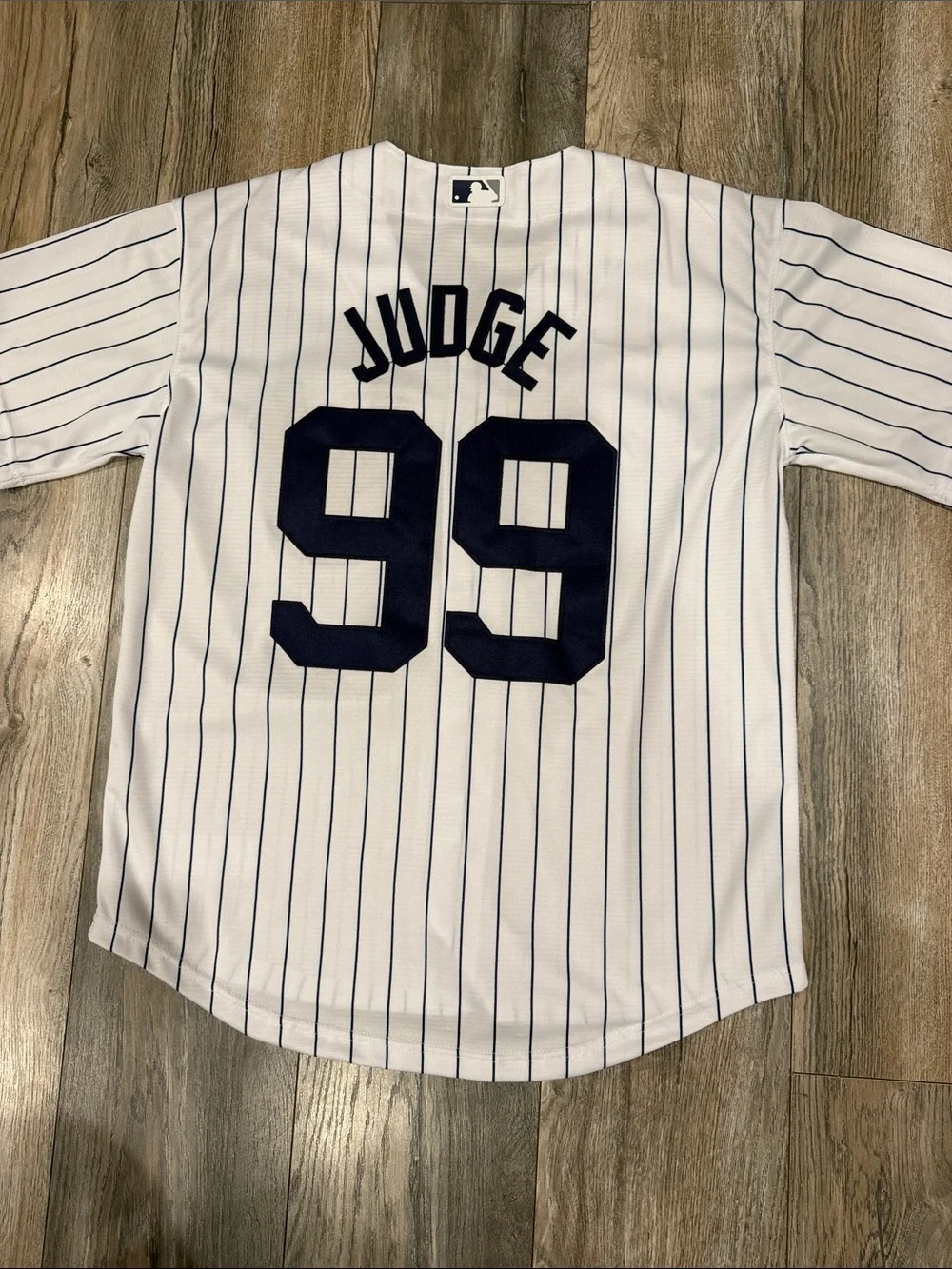 Nike White Pinstripe Yankees Jersey Custom with Blue Rhinestone Logo #99 #Rare